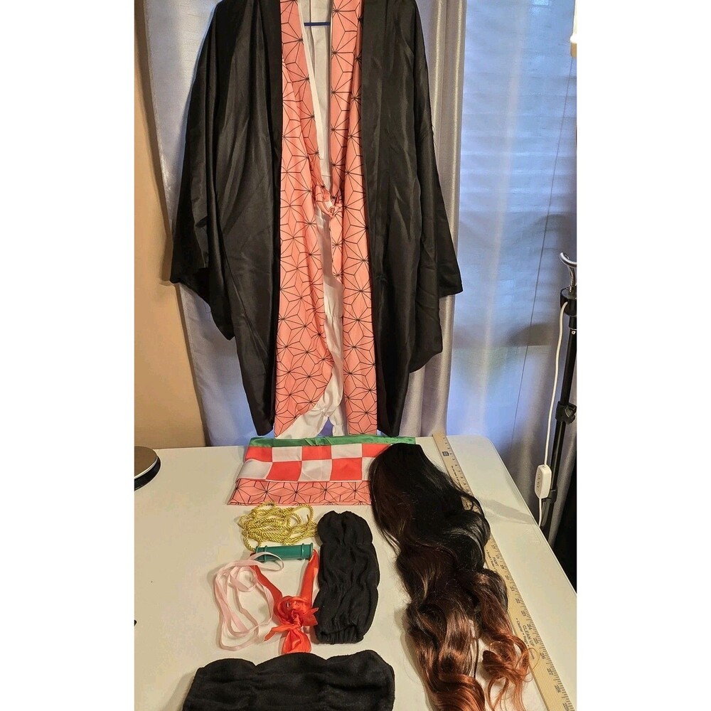 Nezuko Kamado cosplay costume set with accessories and wig size adult M